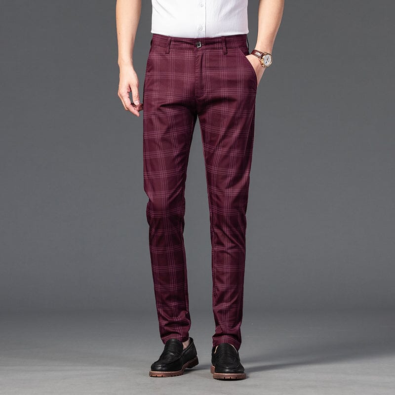 Calça Masculina Casual Xadrez Listrada