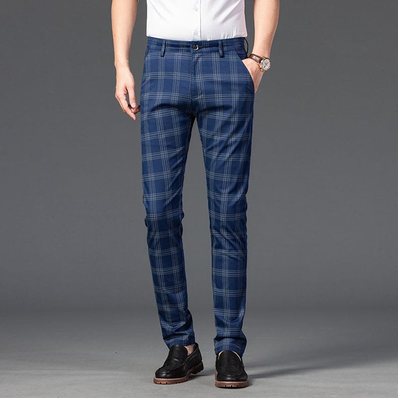 Calça Masculina Casual Xadrez Listrada