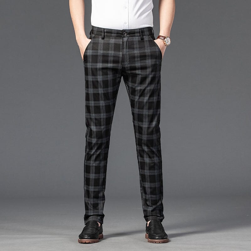 Calça Masculina Casual Xadrez Listrada